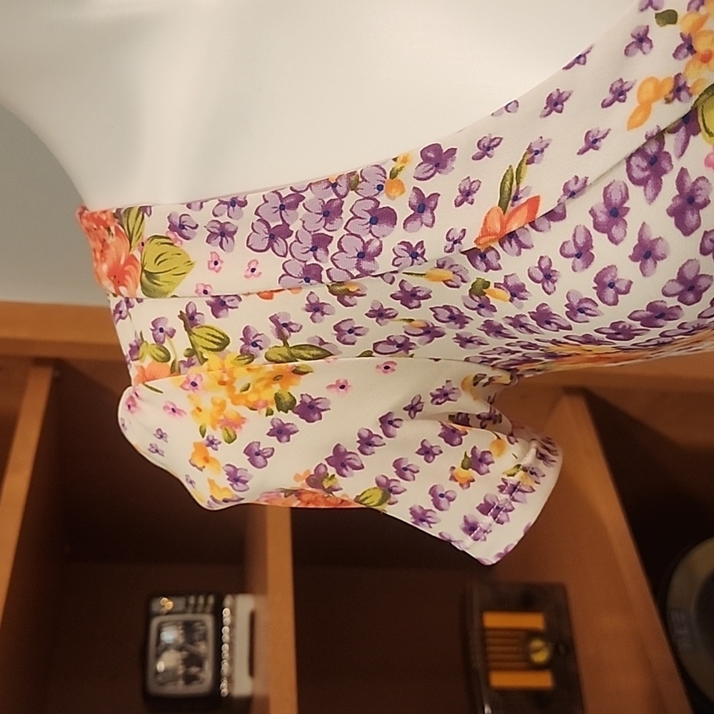 Free People Floral Peach and Purple Mini Dress Small - Picture 6 of 13